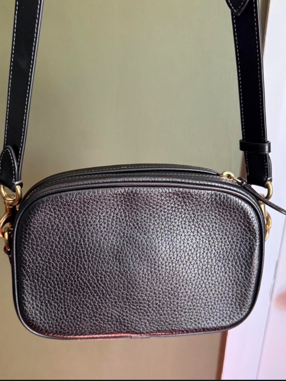 Coach Pebbled Leather Camera Crossbody Bag in Black - Picture 2 of 3